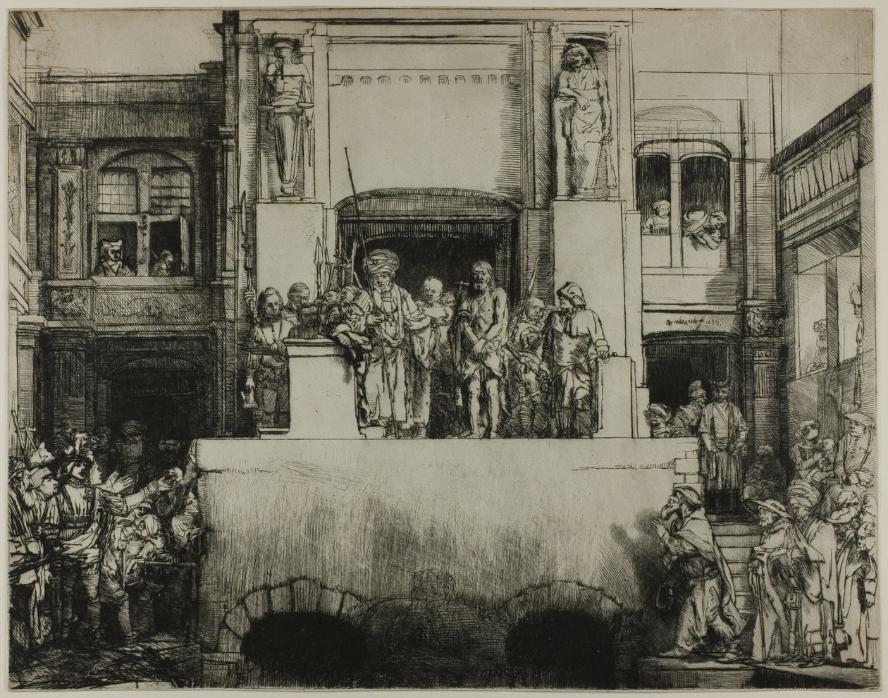 Chrystus przedstawiony ludowi: płyta podłużna autorstwa Rembrandt van Rijn