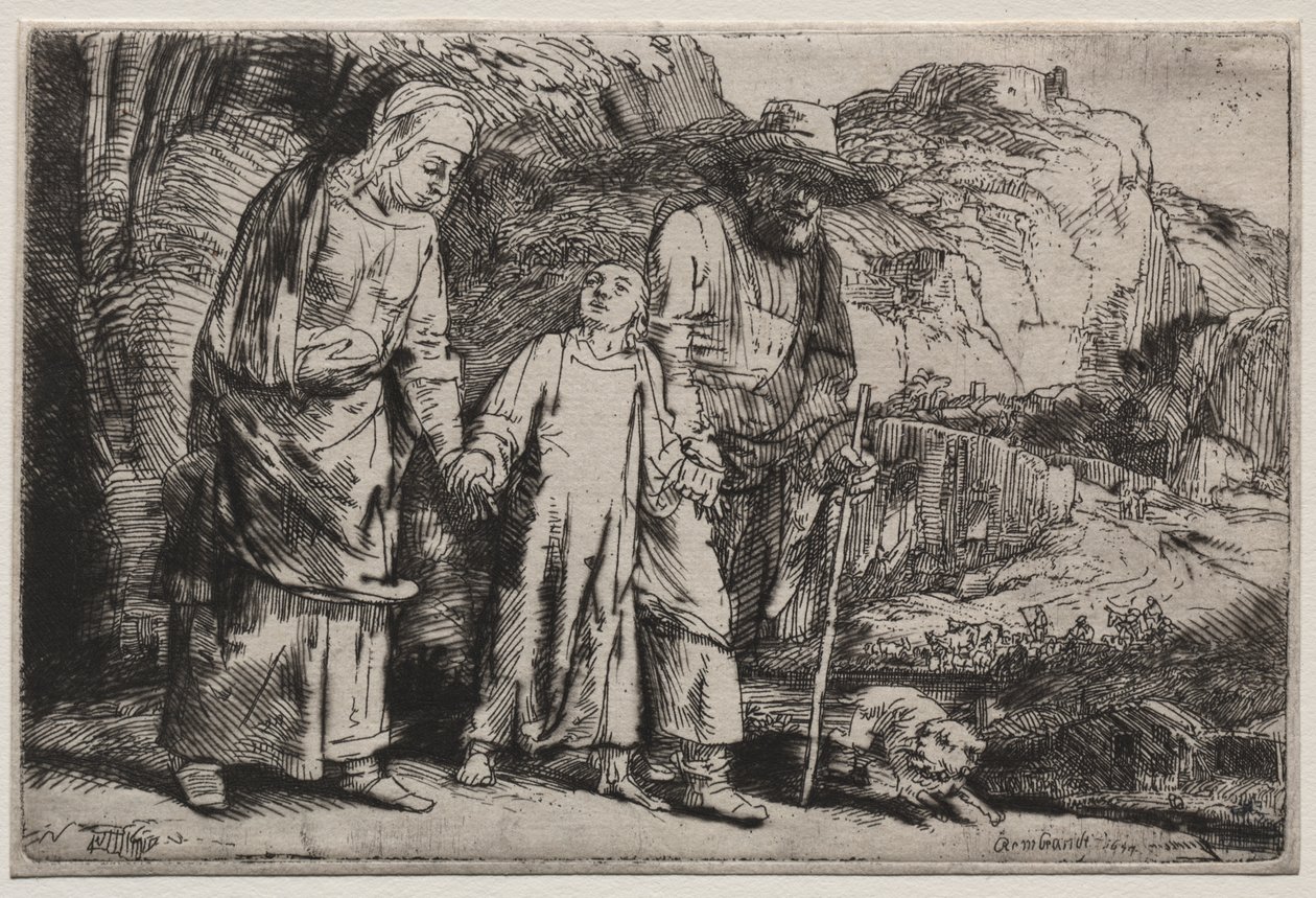 Chrystus powracający ze świątyni ze swoimi rodzicami autorstwa Rembrandt van Rijn