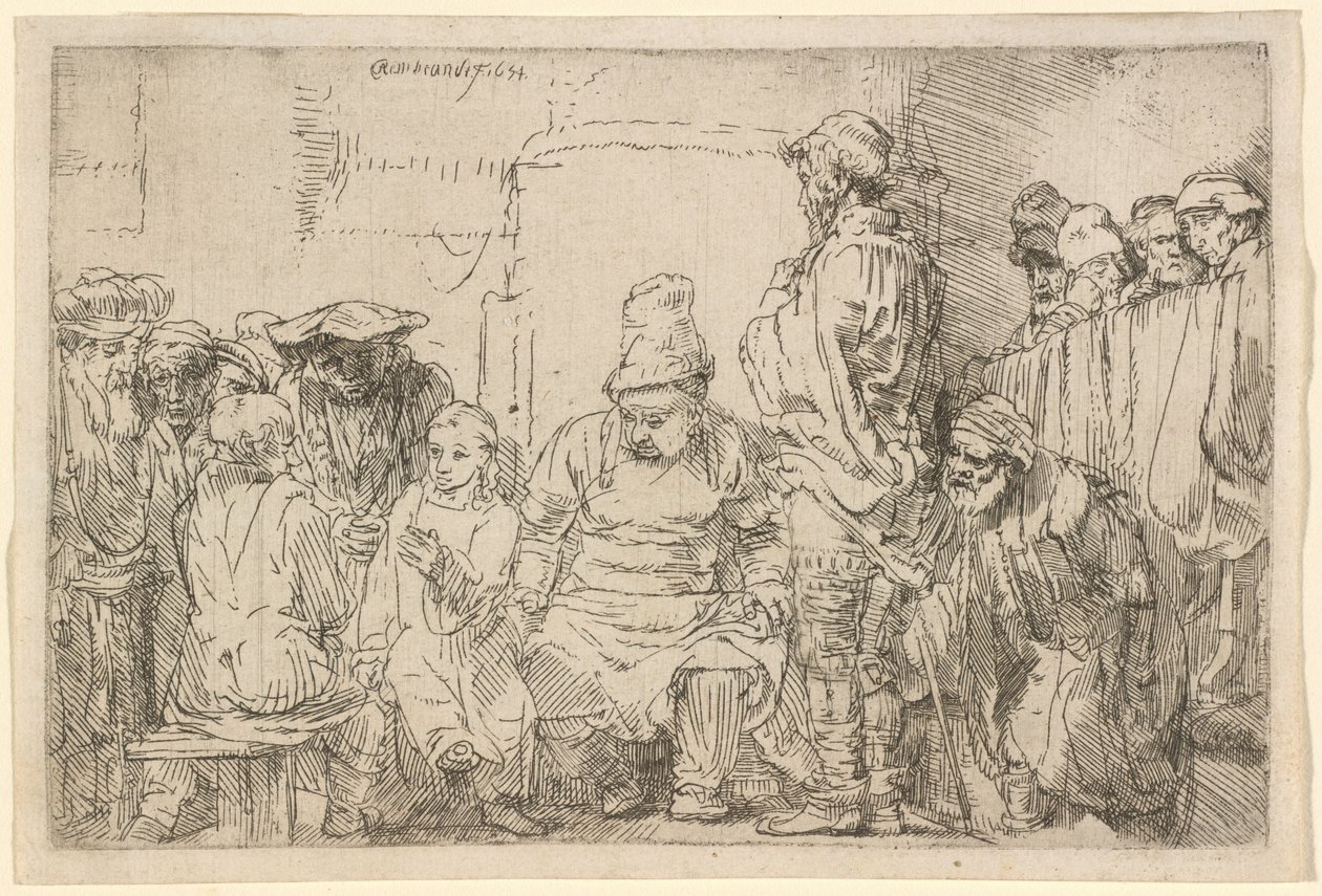 Chrystus siedzący i dyskutujący z uczonymi w Piśmie autorstwa Rembrandt van Rijn