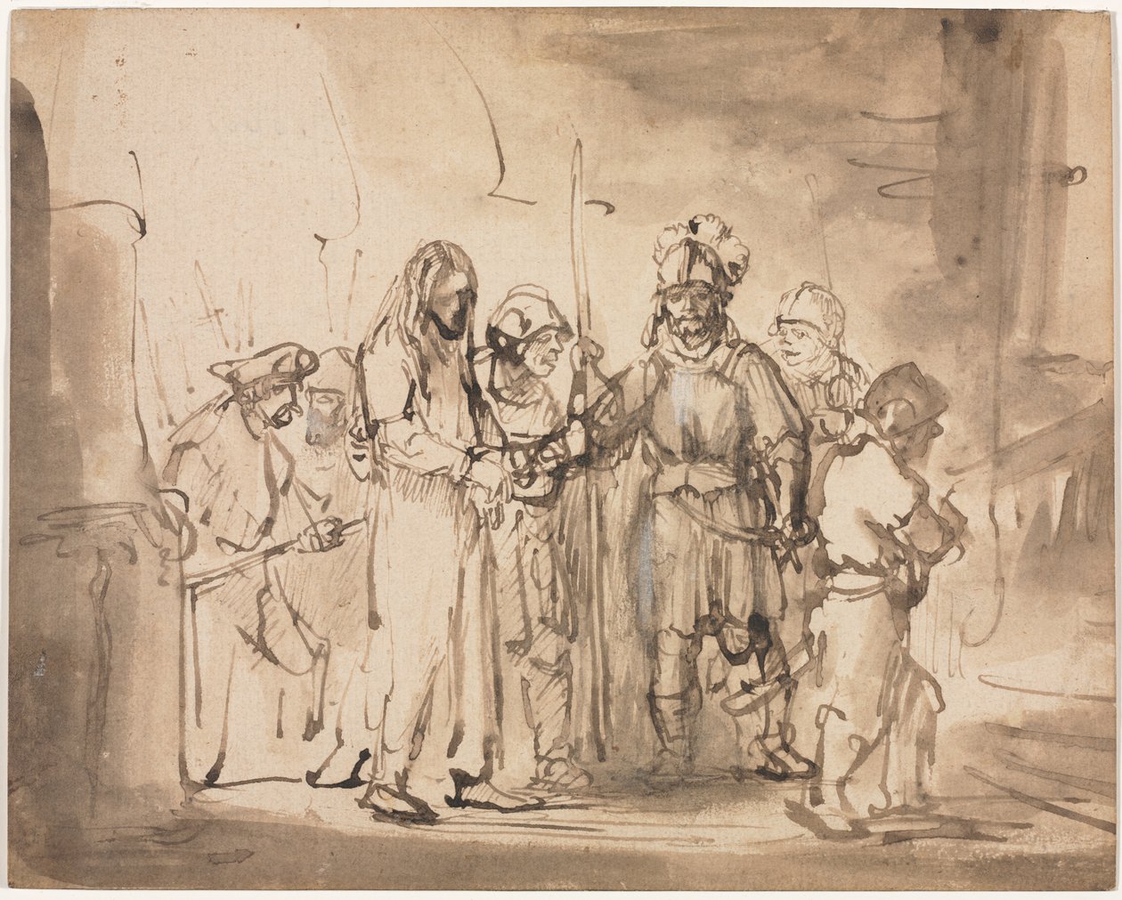 Chrystus zabrany przed Kajfasza autorstwa Rembrandt van Rijn