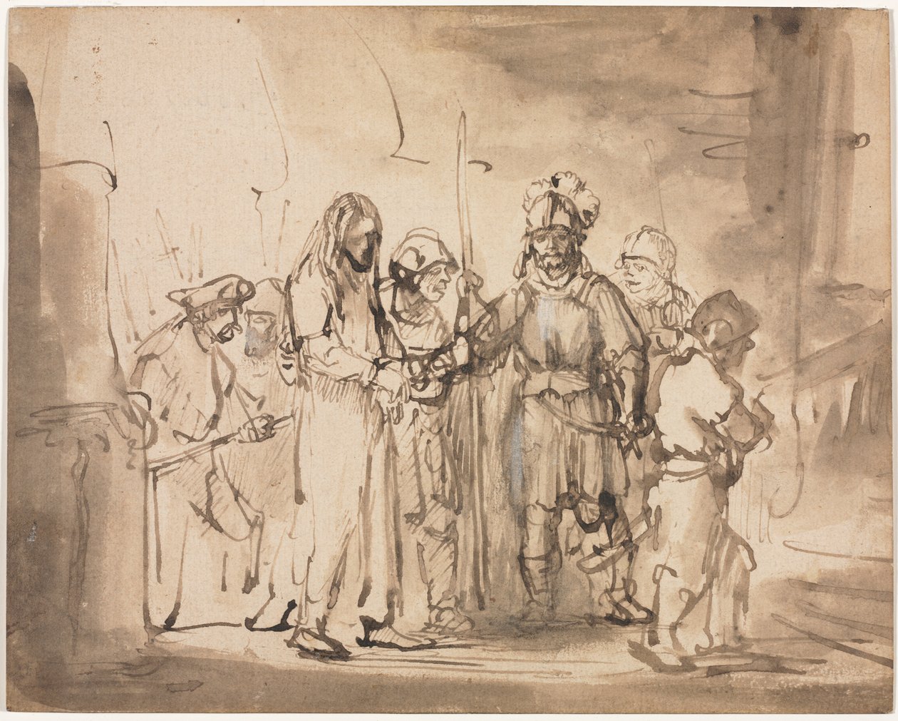 Chrystus zabrany przed Kajfasza autorstwa Rembrandt van Rijn