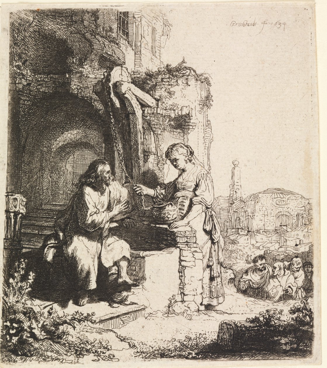 Chrystus i Niewiasta Samarii wśród ruin autorstwa Rembrandt van Rijn
