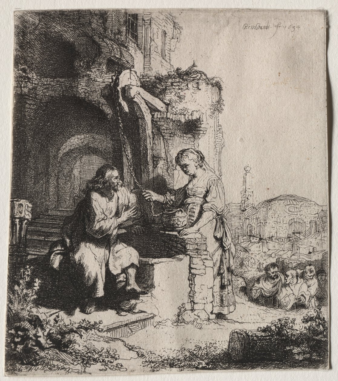 Chrystus i Niewiasta Samarii wśród ruin autorstwa Rembrandt van Rijn