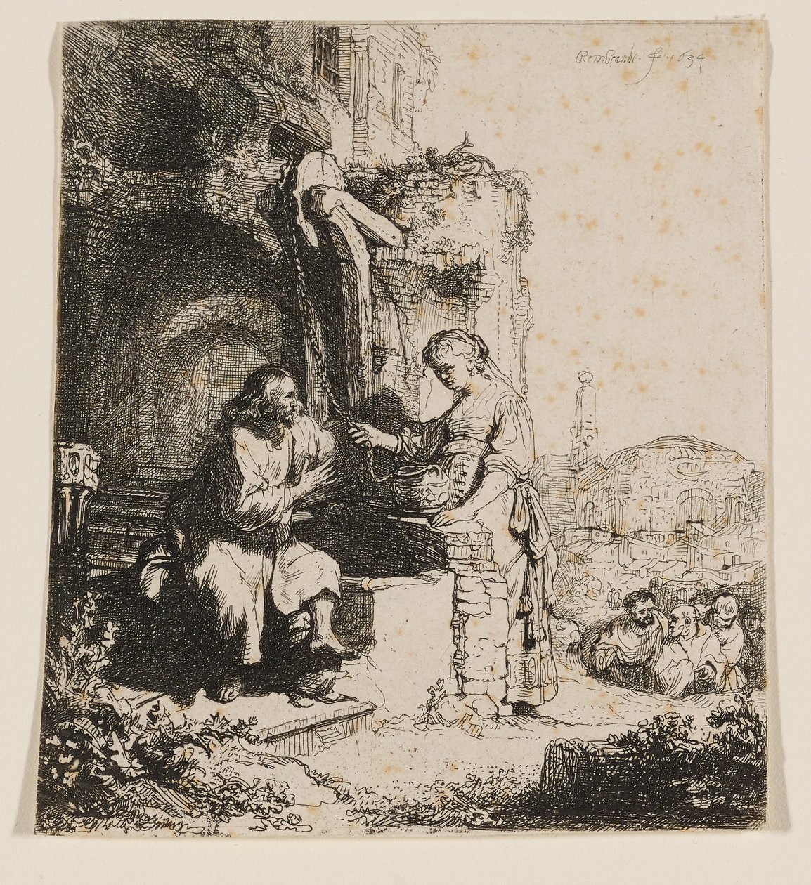 Chrystus i kobieta z Samarii: wśród ruin autorstwa Rembrandt van Rijn