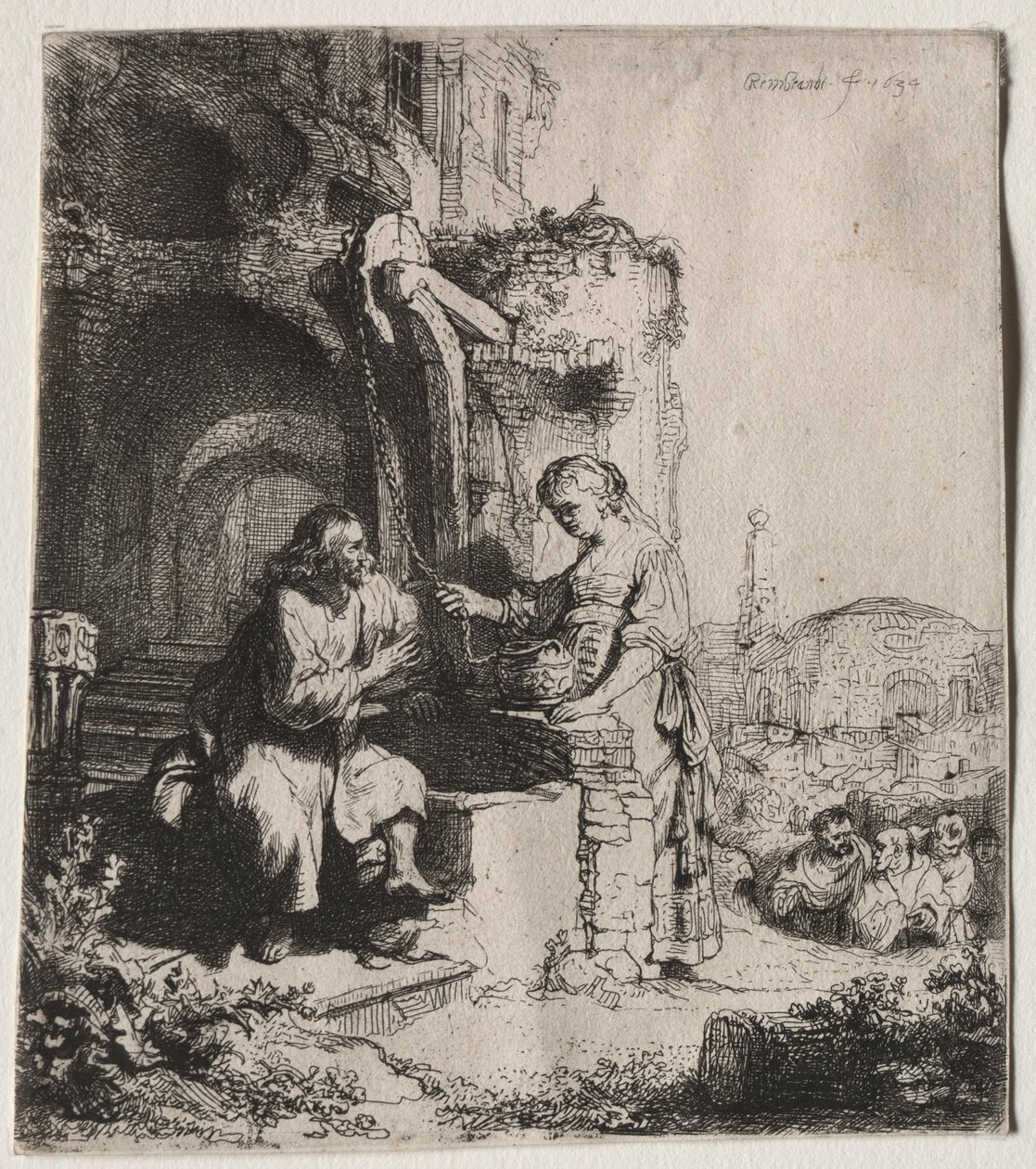 Chrystus i kobieta z Samarii wśród ruin, 1634. autorstwa Rembrandt van Rijn