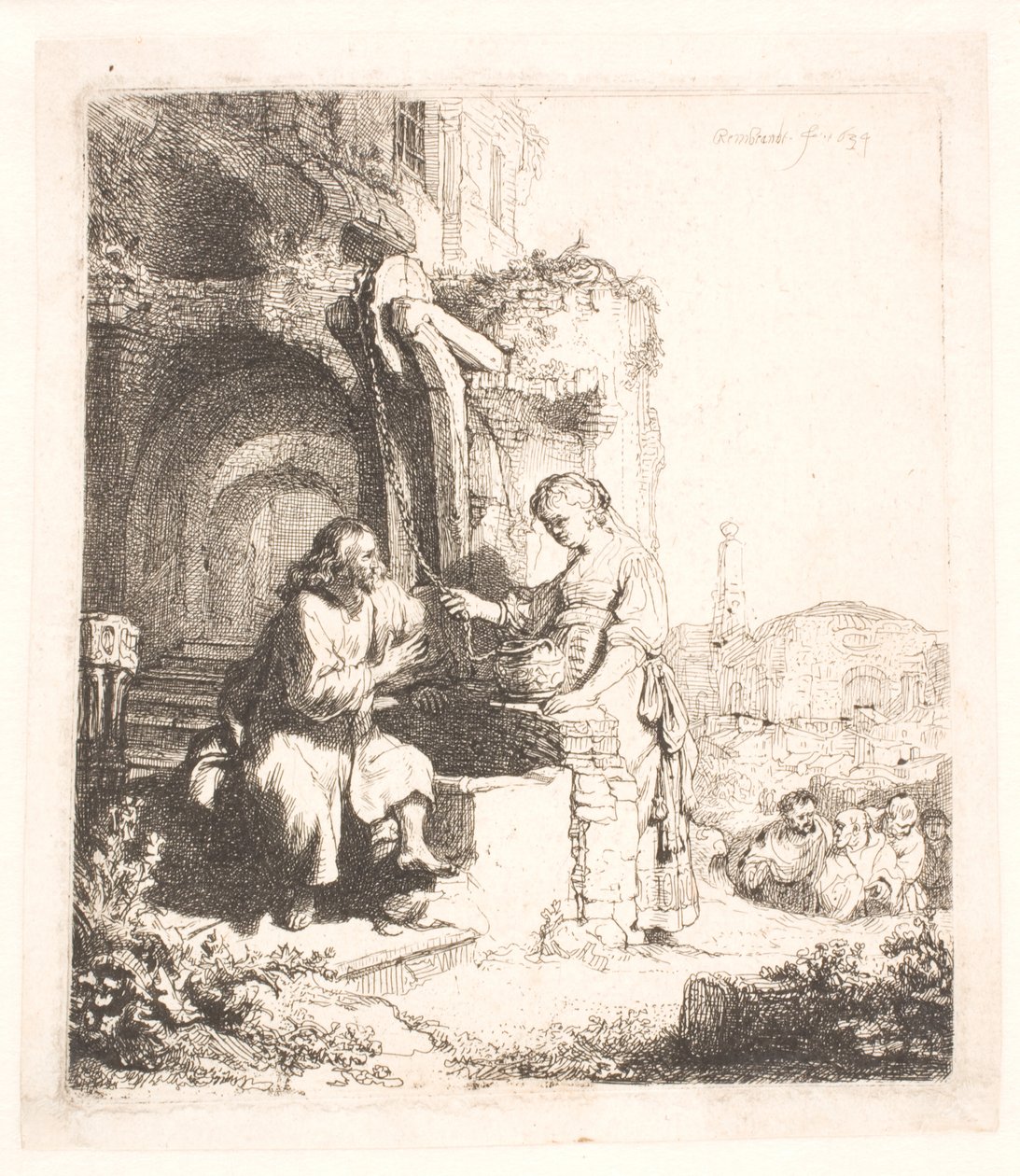 Chrystus i Niewiasta Samarii: wśród ruin autorstwa Rembrandt van Rijn