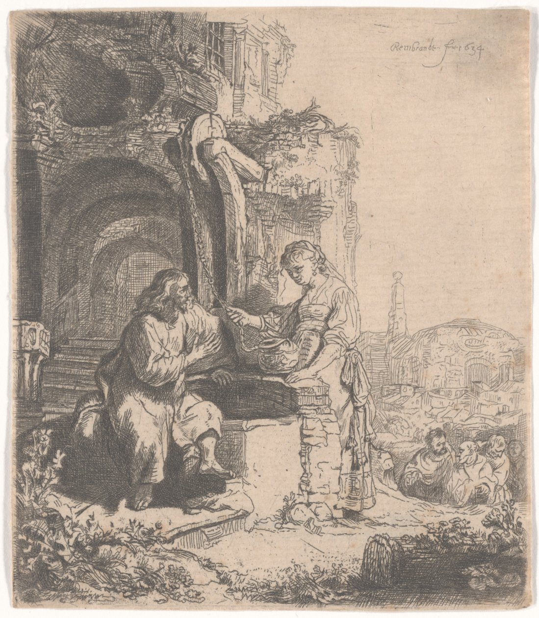 Chrystus i niewiasta Samarii wśród ruin, 1634 autorstwa Rembrandt van Rijn