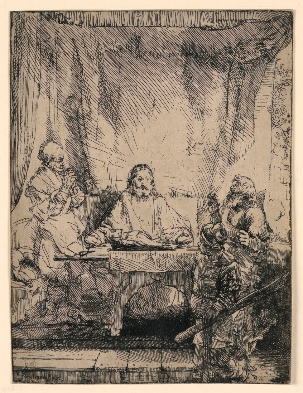 Chrystus w Emaus: Większa płyta autorstwa Rembrandt van Rijn