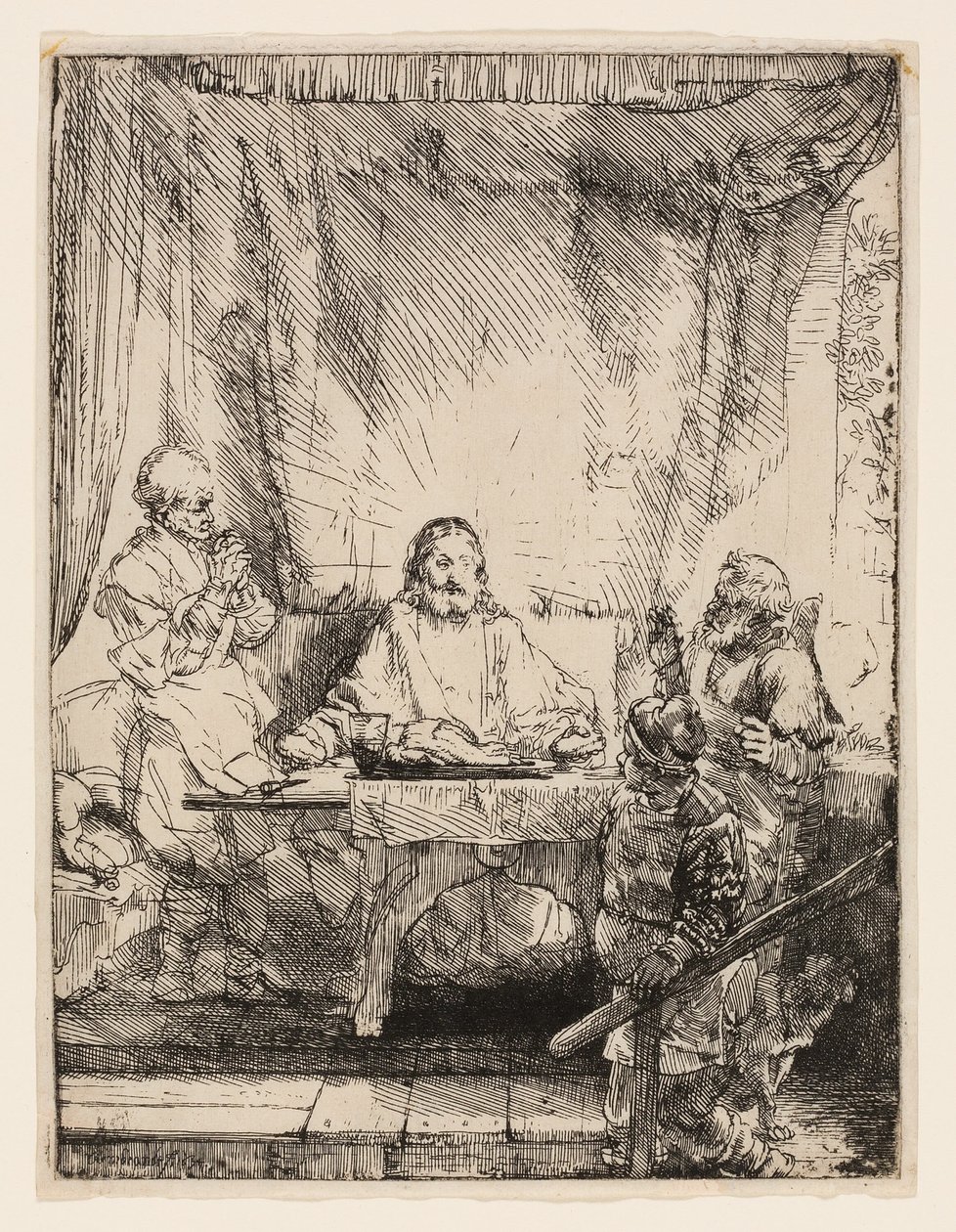 Chrystus w Emaus: Większa płyta autorstwa Rembrandt van Rijn