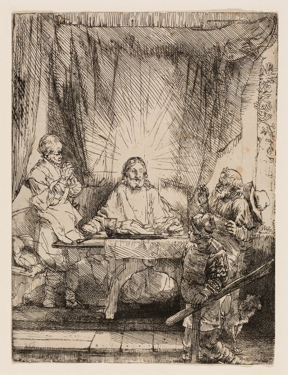 Chrystus w Emaus: Większa płyta autorstwa Rembrandt van Rijn