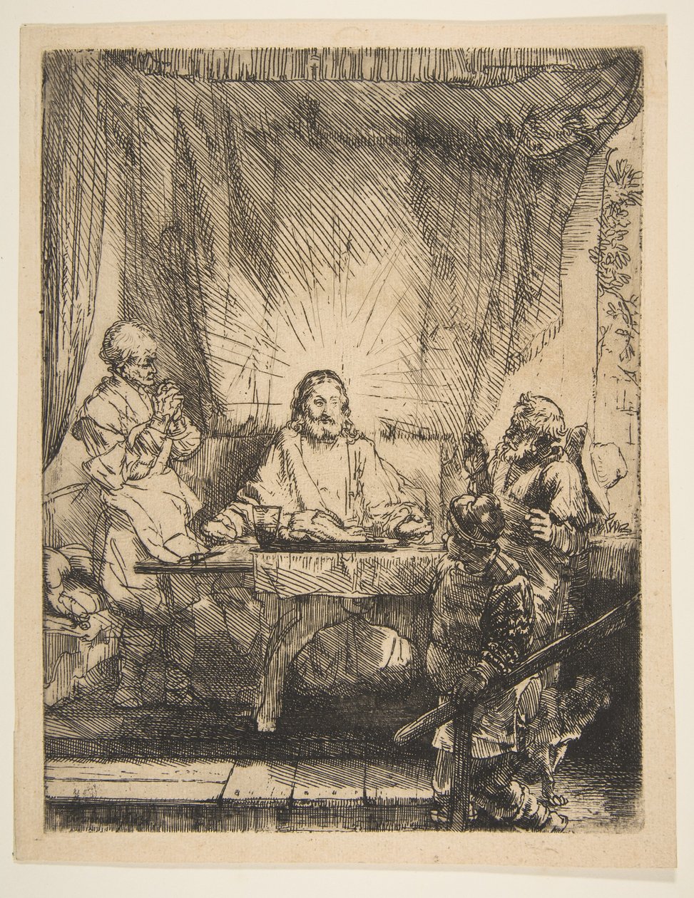 Chrystus w Emaus: Większa płyta, 1654. autorstwa Rembrandt van Rijn