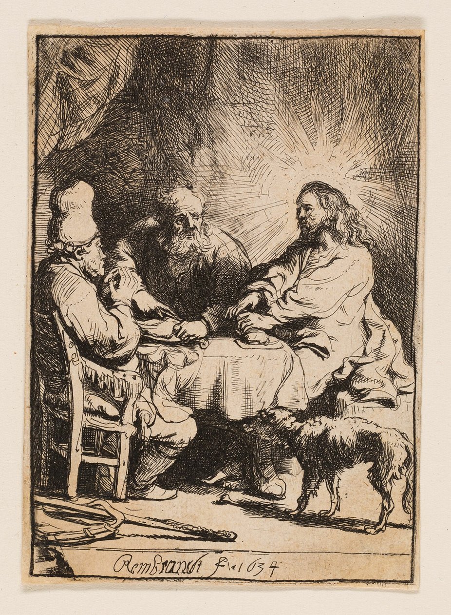 Chrystus w Emaus: mniejsza płyta autorstwa Rembrandt van Rijn