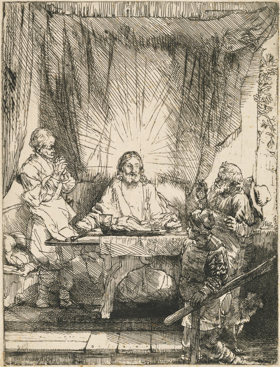 Chrystus w Emaus: Większa Płyta autorstwa Rembrandt van Rijn