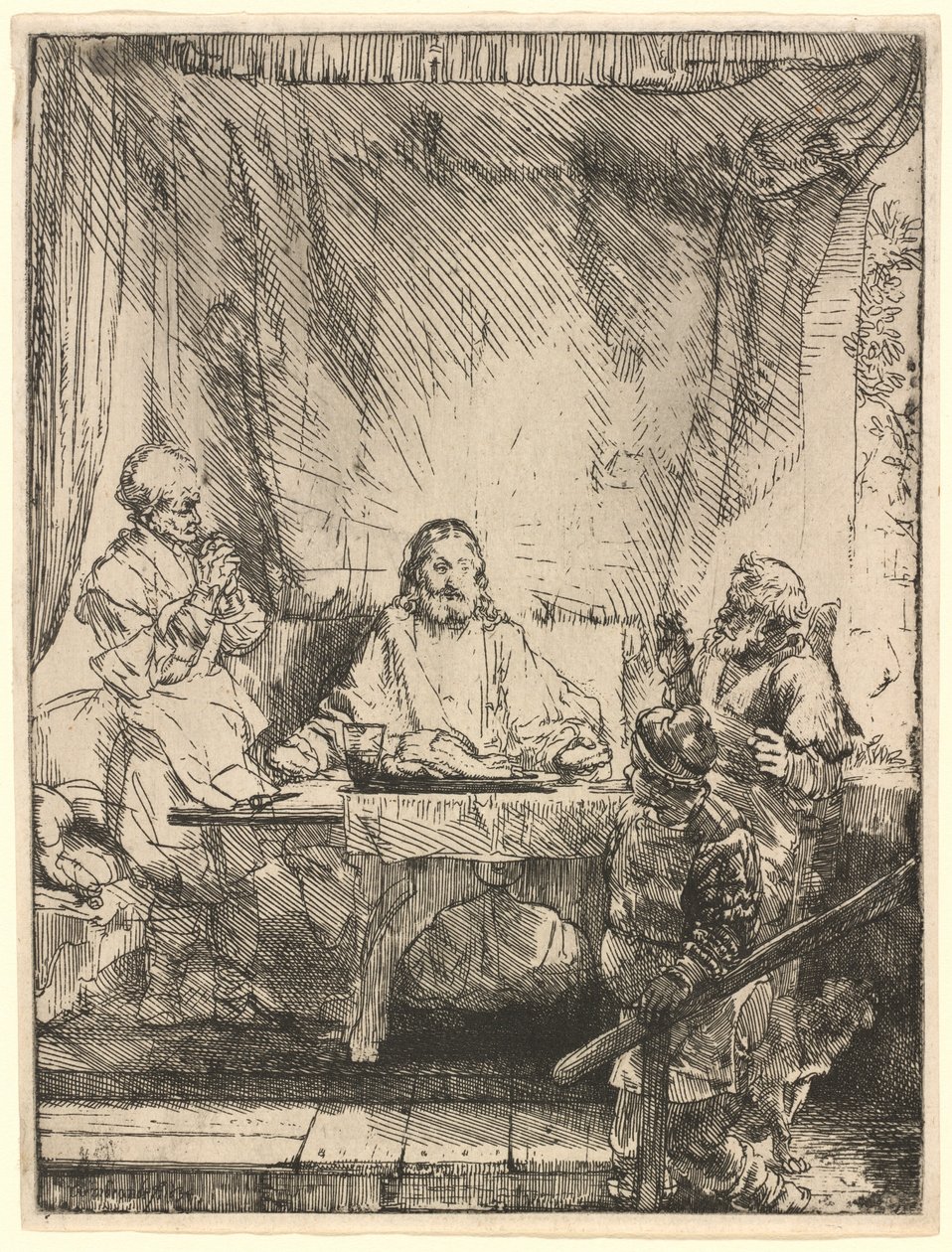 Chrystus w Emaus: Większa Płyta autorstwa Rembrandt van Rijn