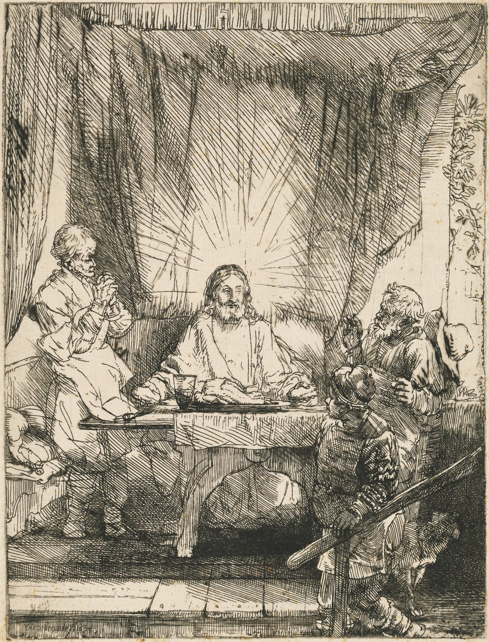 Chrystus w Emaus: większy obraz autorstwa Rembrandt van Rijn