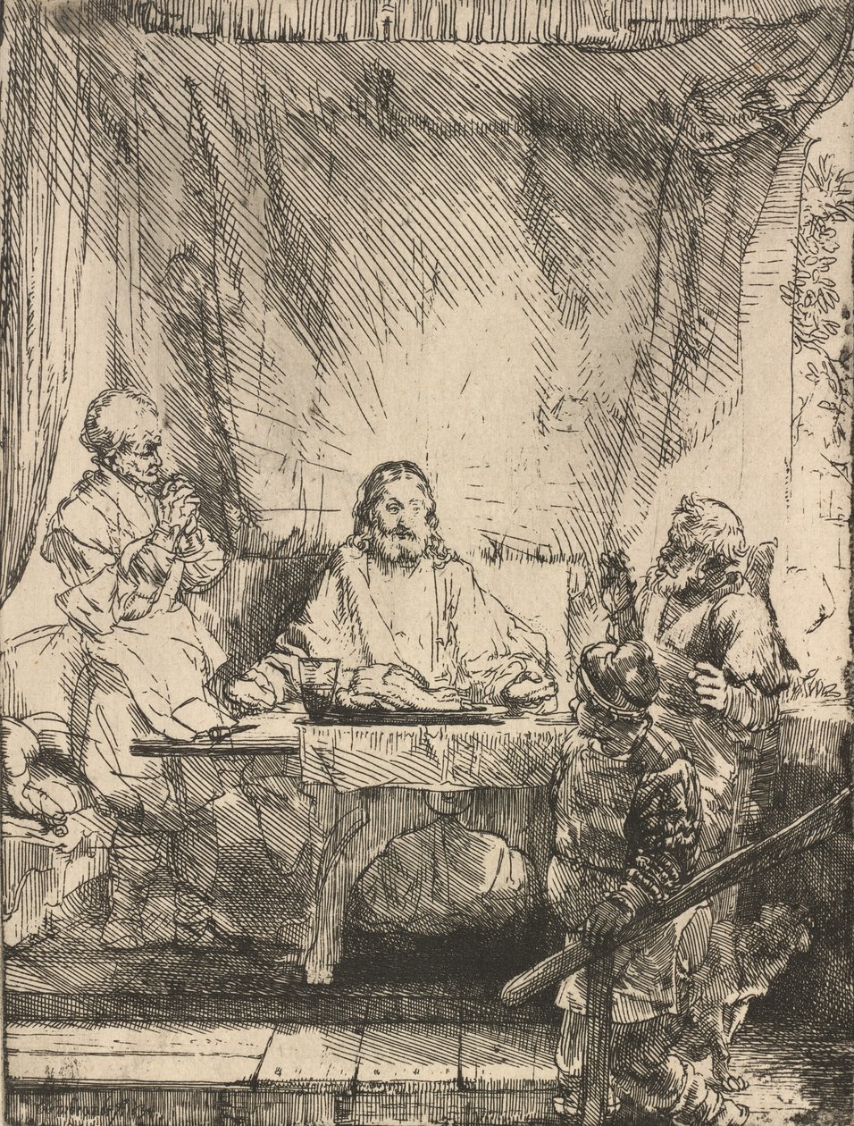 Chrystus w Emaus: Większa Płyta, 1654. autorstwa Rembrandt van Rijn