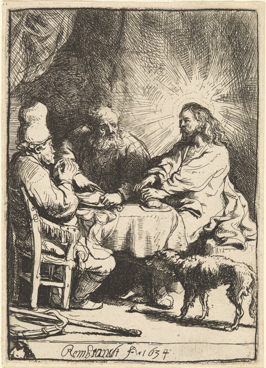 Chrystus w Emaus: mniejsza płyta autorstwa Rembrandt van Rijn