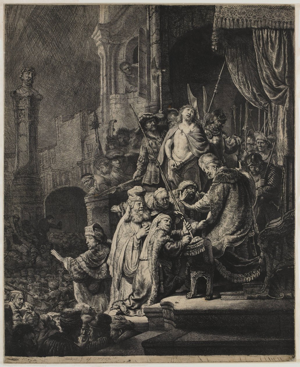 Chrystus przed Piłatem: duży talerz autorstwa Rembrandt van Rijn