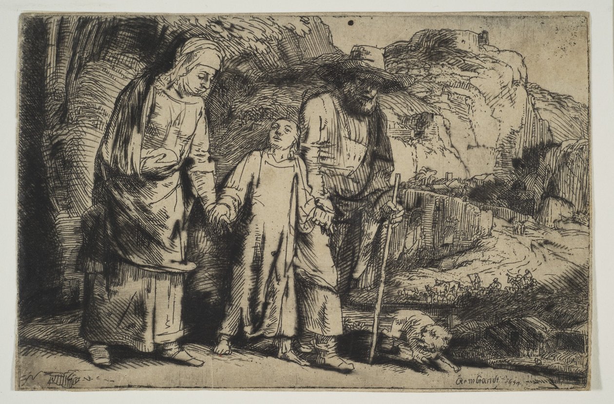 Chrystus między rodzicami, powracający ze świątyni, 1654. autorstwa Rembrandt van Rijn