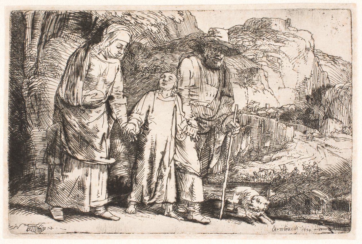 Chrystus między rodzicami, wracający ze świątyni autorstwa Rembrandt van Rijn