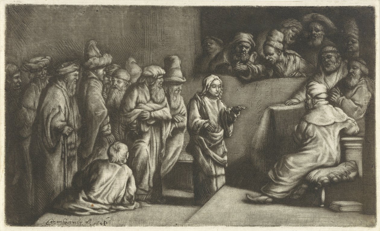 Chrystus spiera się z lekarzami: szkic autorstwa Rembrandt van Rijn