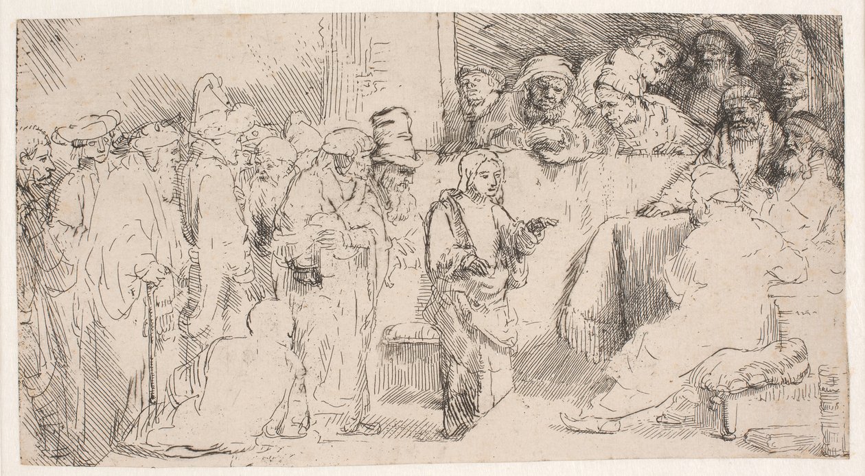 Chrystus spierający się z uczonymi w Piśmie: szkic autorstwa Rembrandt van Rijn