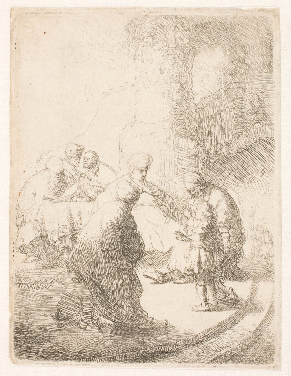Chrystus dyskutujący z uczonymi w Piśmie: mała tabliczka autorstwa Rembrandt van Rijn