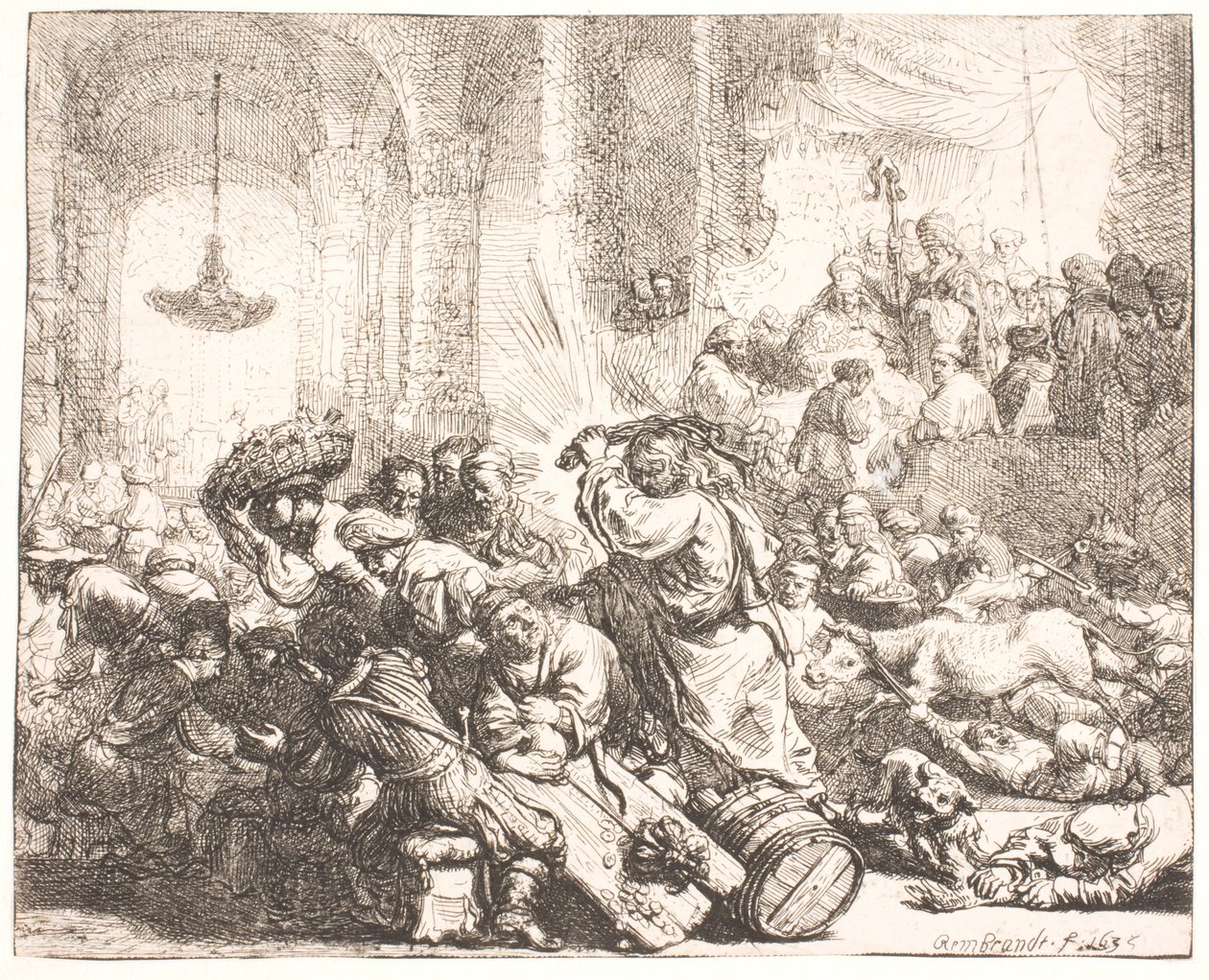 Chrystus wypędzający wymieniających pieniądze ze świątyni autorstwa Rembrandt van Rijn