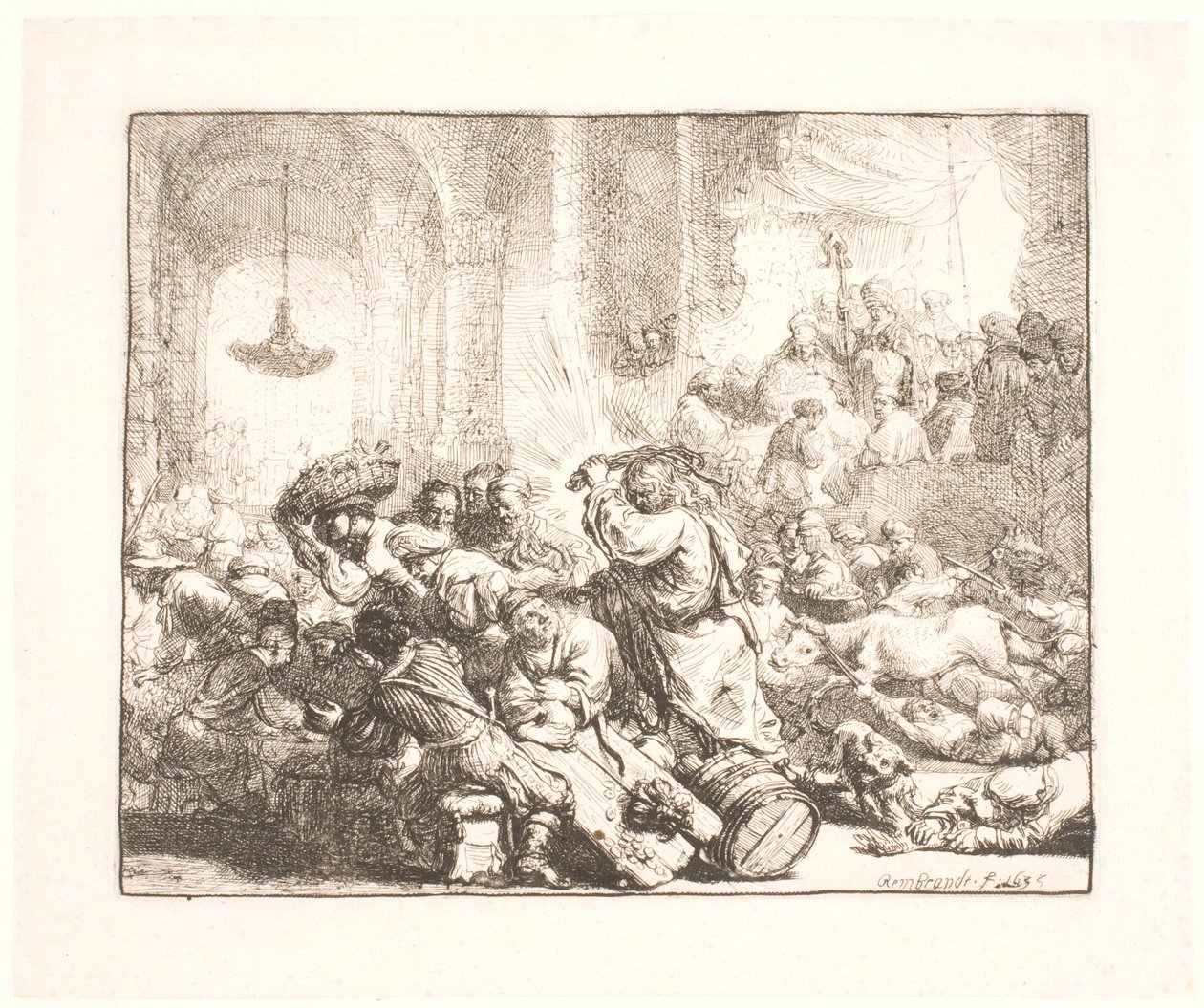 Chrystus wypędza wymieniających pieniądze ze świątyni autorstwa Rembrandt van Rijn