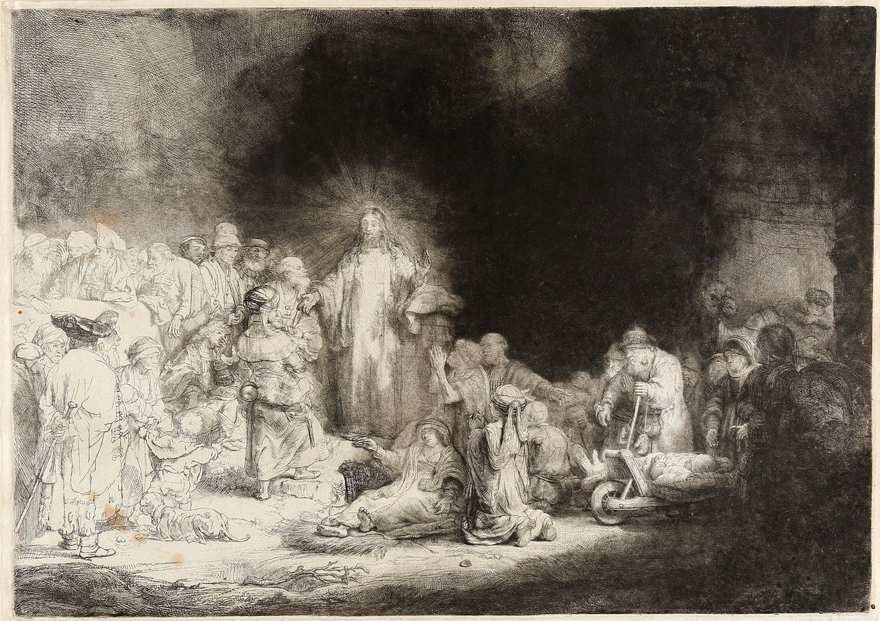 Chrystus uzdrawiający chorych Odbitka stu guldenów autorstwa Rembrandt van Rijn