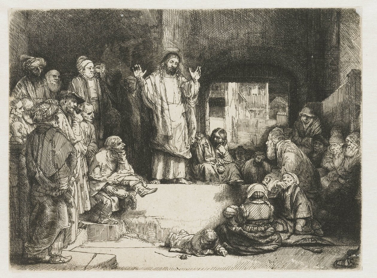 Chrystus głoszący kazanie („Mały grób”) autorstwa Rembrandt van Rijn