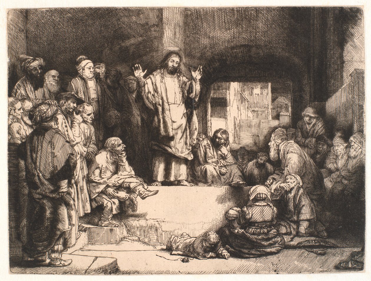 Nauczanie Chrystusa („La petite tombe”) autorstwa Rembrandt van Rijn