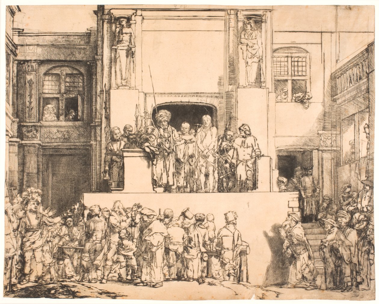 Chrystus przedstawiony ludowi: duży podłużny talerz autorstwa Rembrandt van Rijn