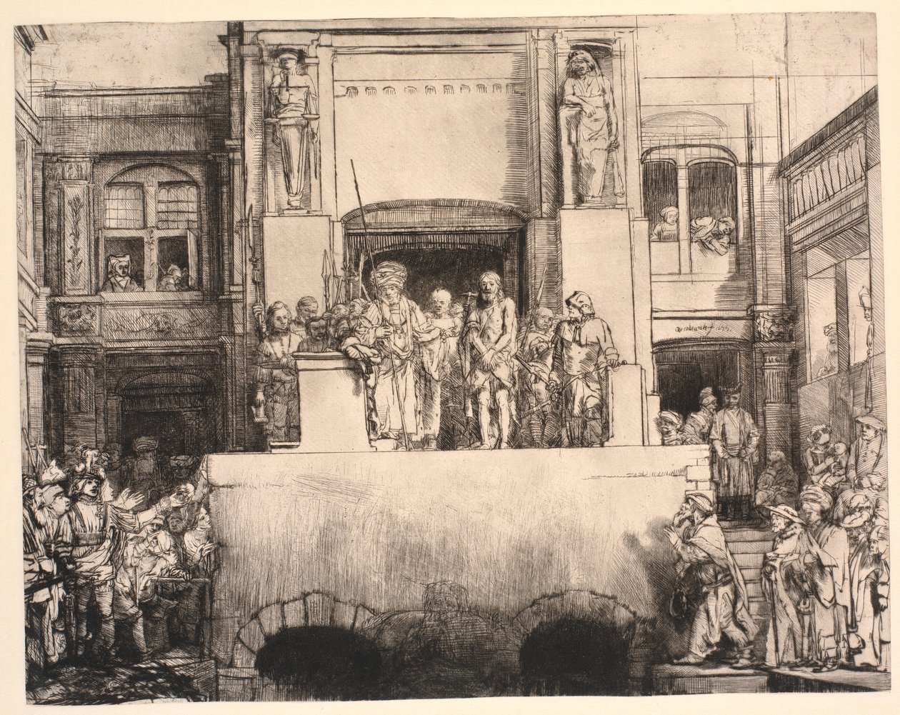 Chrystus przedstawiony ludowi: duży podłużny talerz autorstwa Rembrandt van Rijn