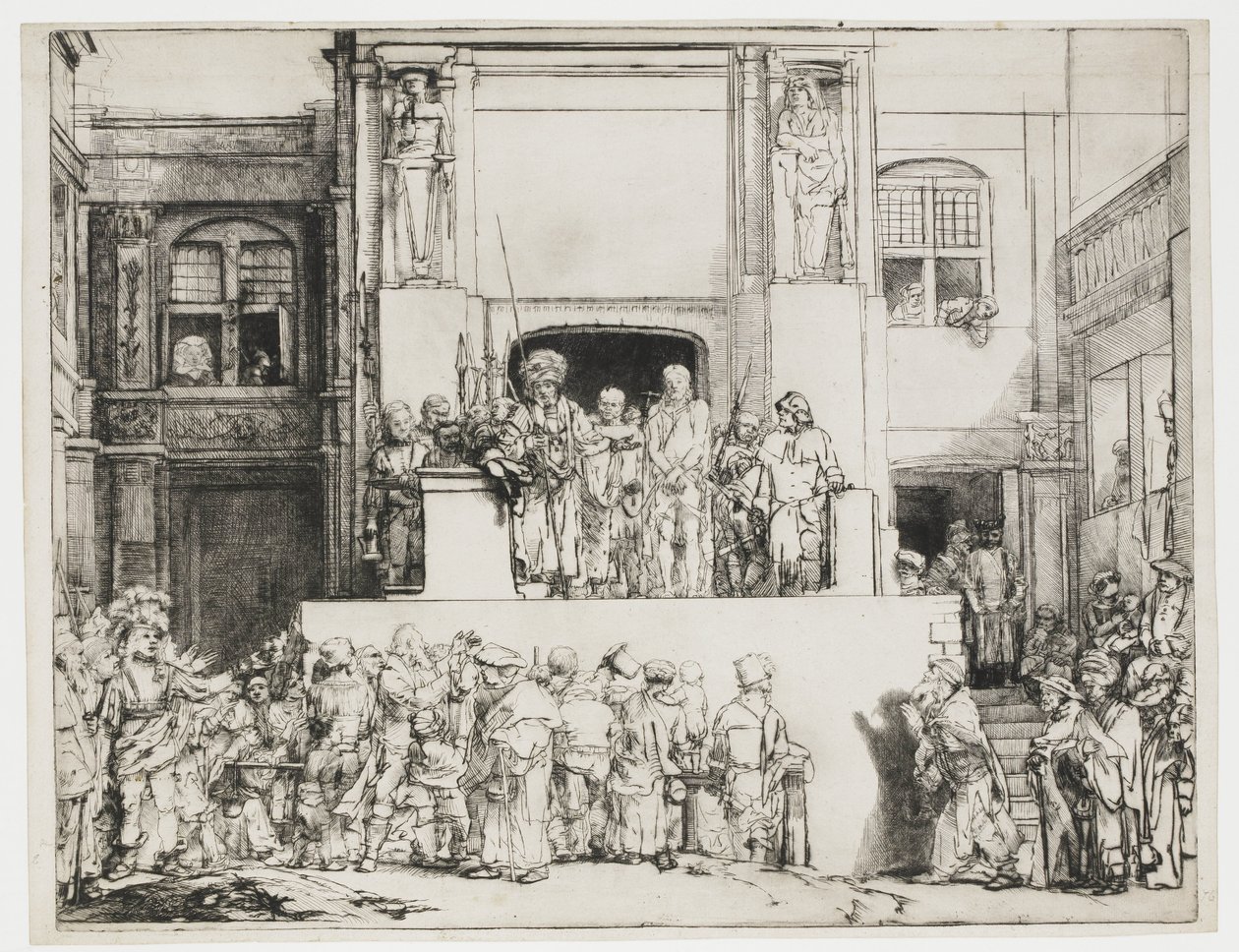 Chrystus przedstawiony ludziom: podłużny talerz autorstwa Rembrandt van Rijn