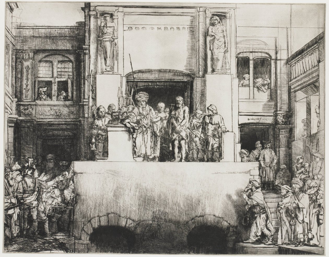 Chrystus przedstawiony ludziom: podłużny talerz autorstwa Rembrandt van Rijn