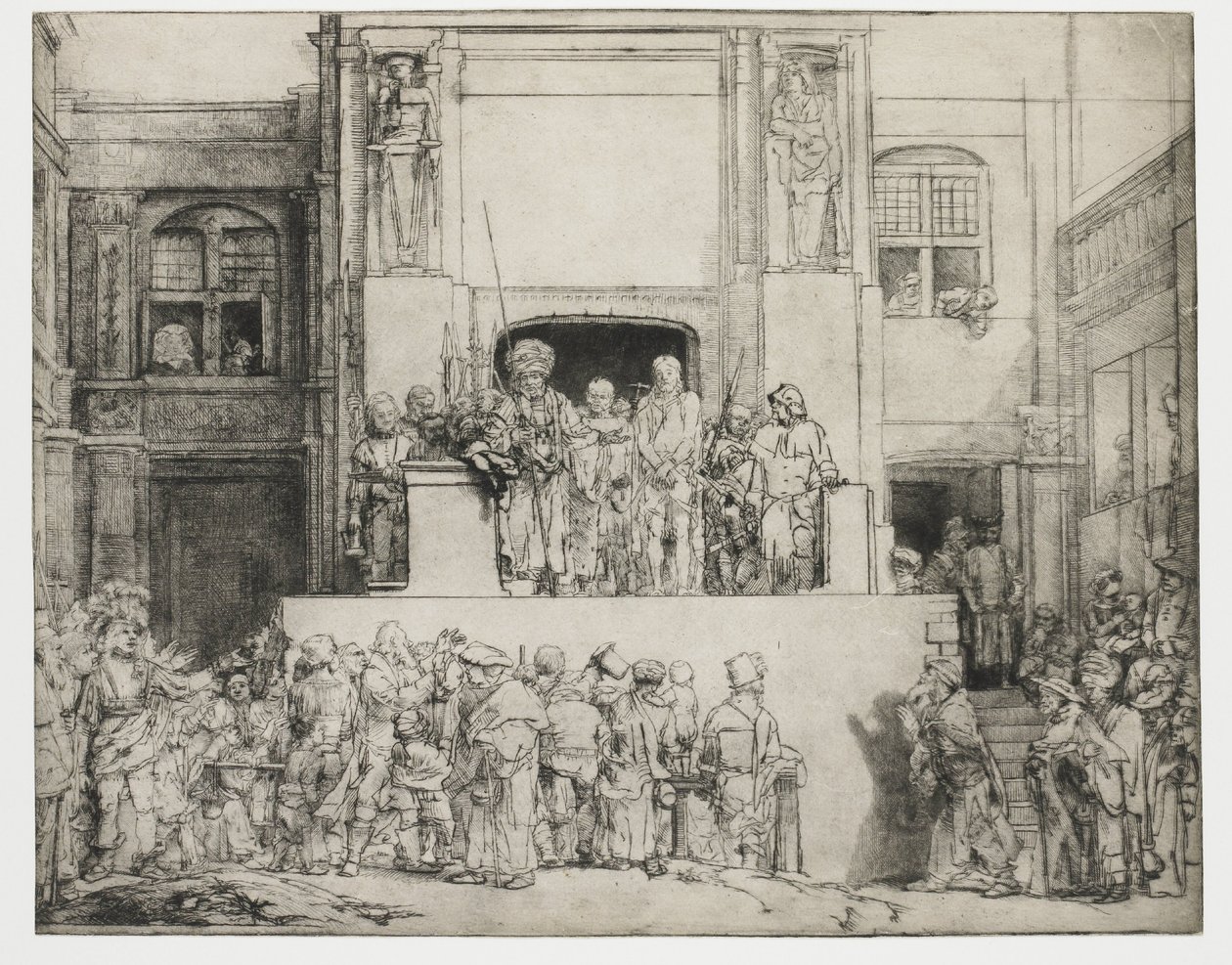 Chrystus przedstawiony ludziom: podłużny talerz autorstwa Rembrandt van Rijn
