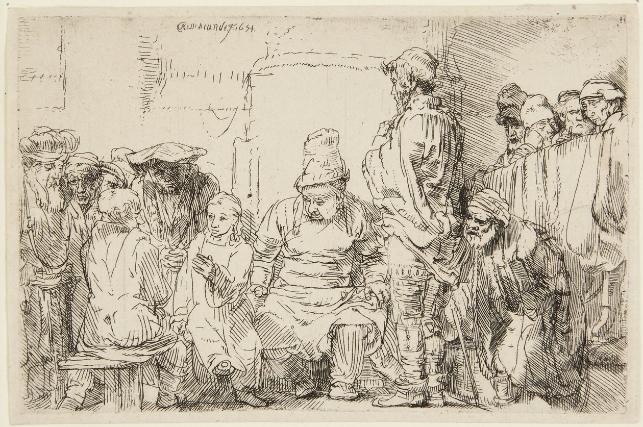 Chrystus siedzący i dyskutujący z uczonymi w Piśmie autorstwa Rembrandt van Rijn