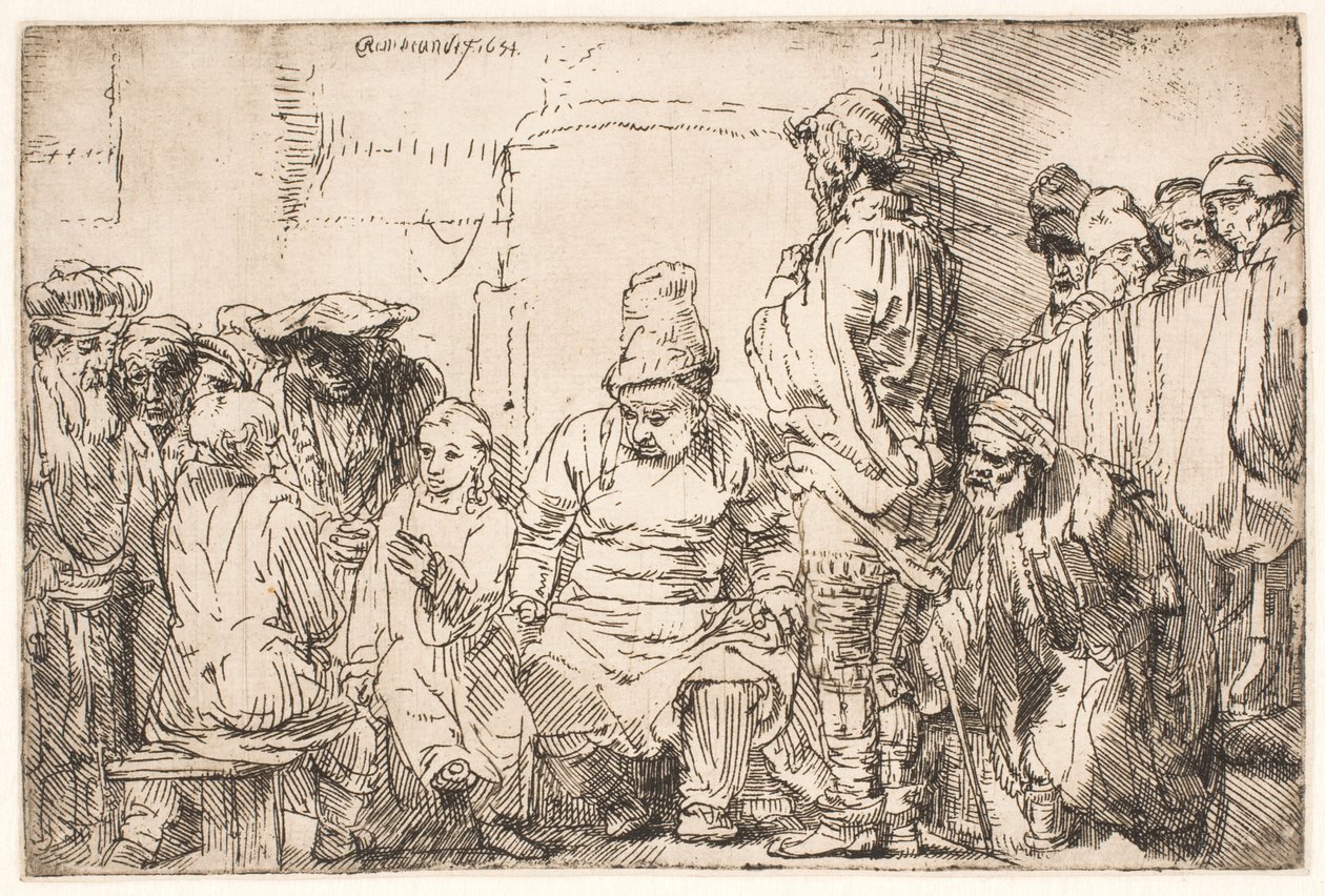 Chrystus siedzący i dyskutujący z uczonymi w Piśmie autorstwa Rembrandt van Rijn