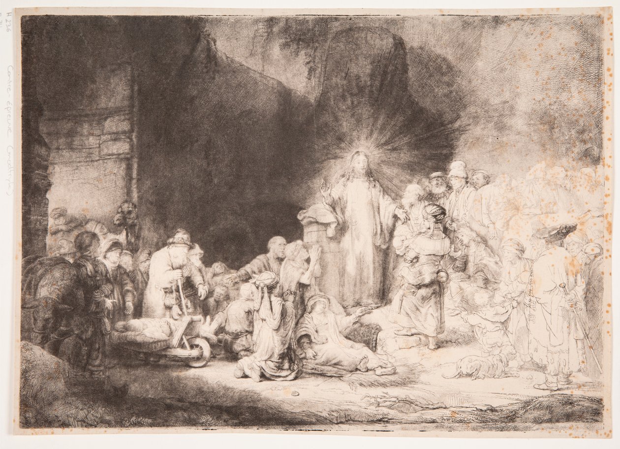 Chrystus w otoczeniu chorych, przyjmujący małe dzieci (obraz „Stugilderówka”) autorstwa Rembrandt van Rijn