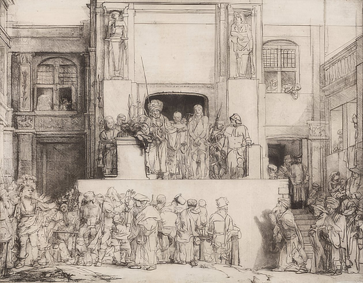 Chrystus przedstawiony ludziom. 1655 autorstwa Rembrandt van Rijn