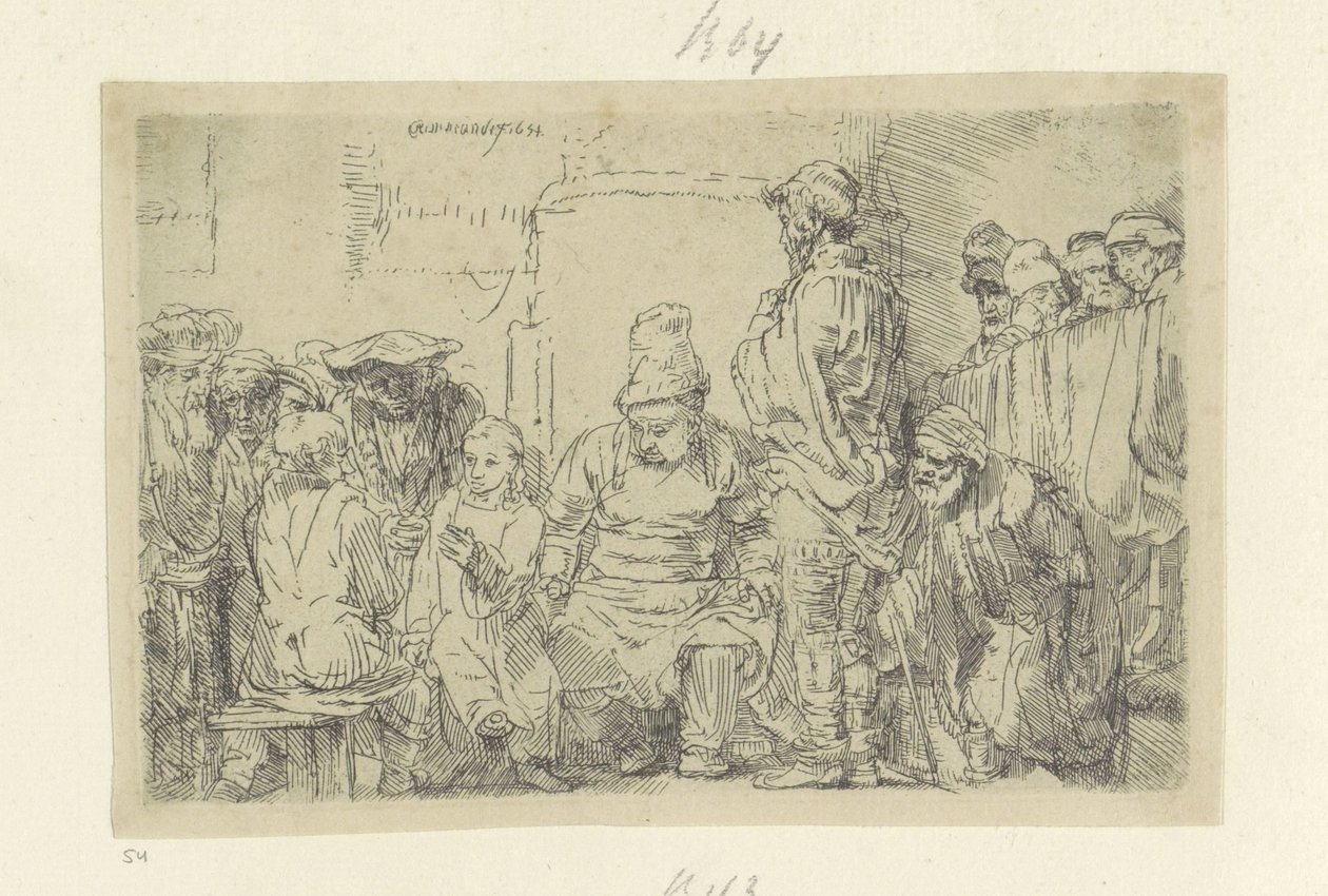 Christus en de schriftgeleerden Kolekcja osiemdziesięciu pięciu oryginalnych grafik (tytuł serii) autorstwa Rembrandt van Rijn