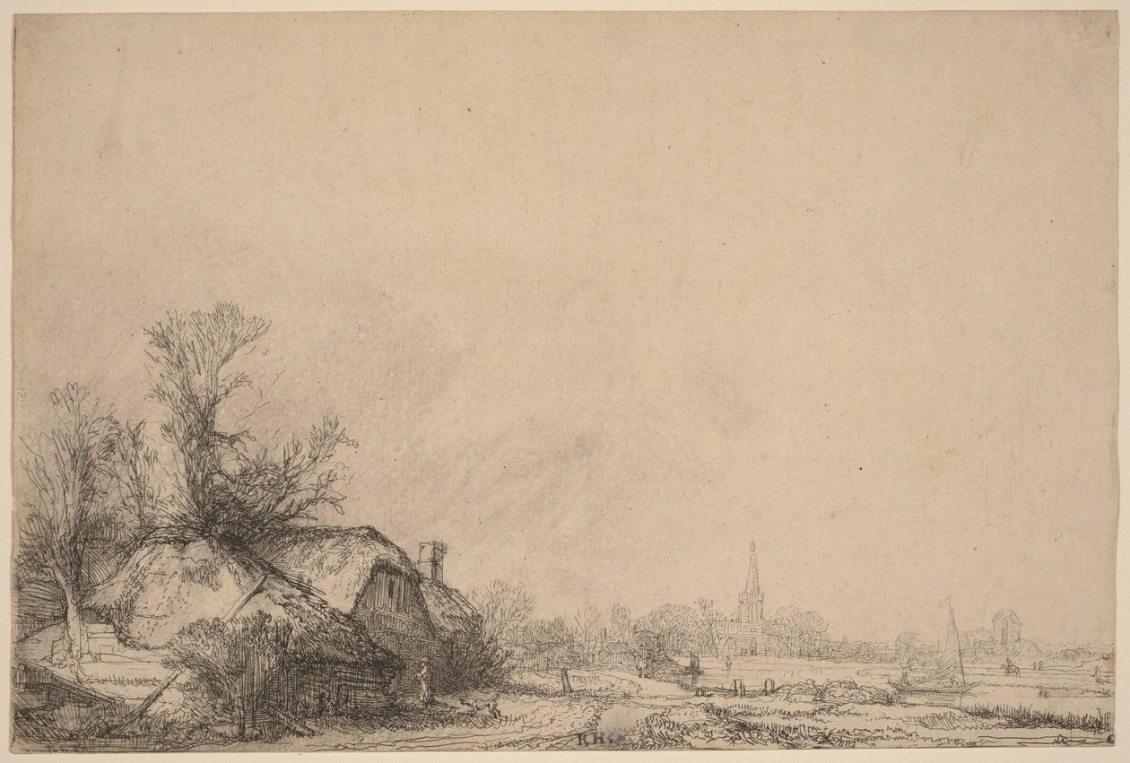 Domek nad kanałem autorstwa Rembrandt van Rijn