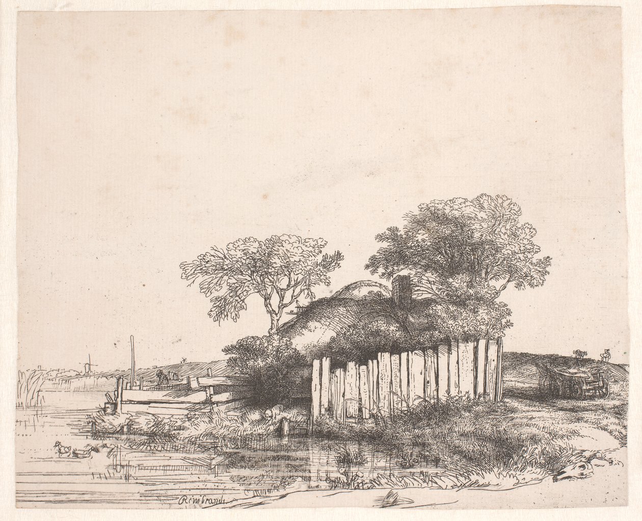 Domek z białym płotem autorstwa Rembrandt van Rijn