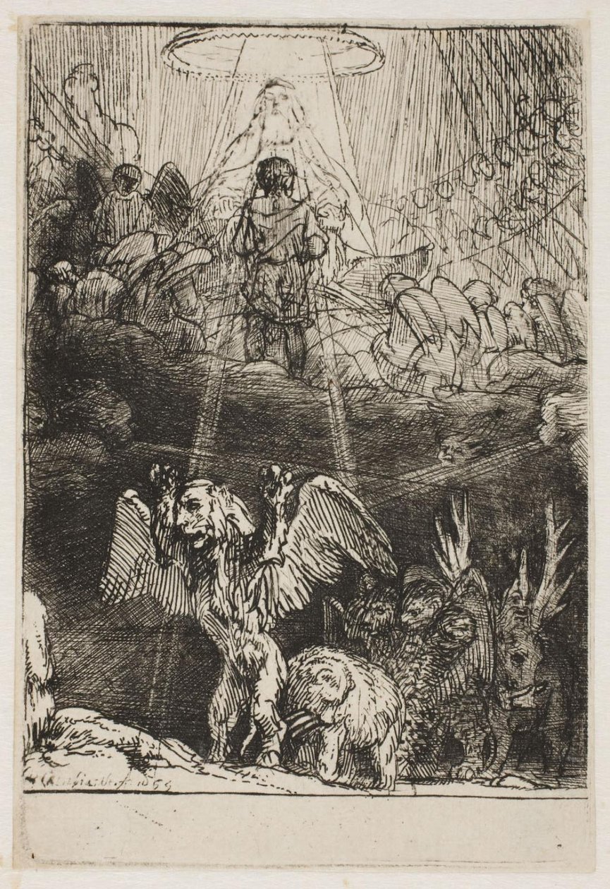 Wizja czterech bestii według Danielsa autorstwa Rembrandt van Rijn
