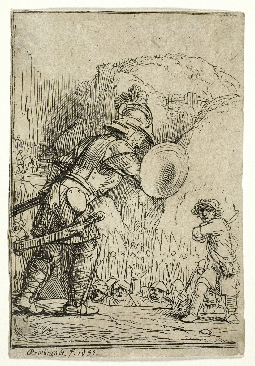 Dawid i Goliat autorstwa Rembrandt van Rijn