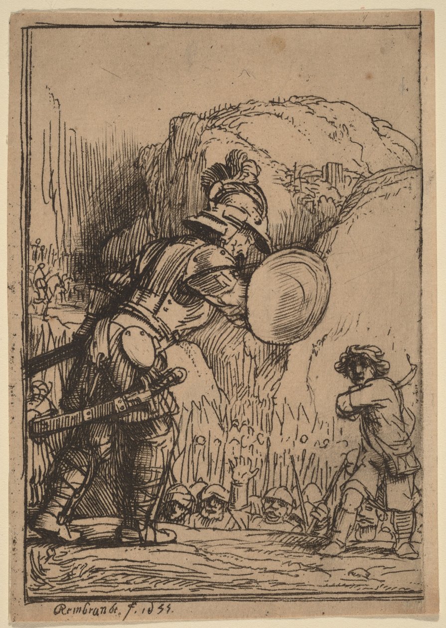 Dawid i Goliat autorstwa Rembrandt van Rijn