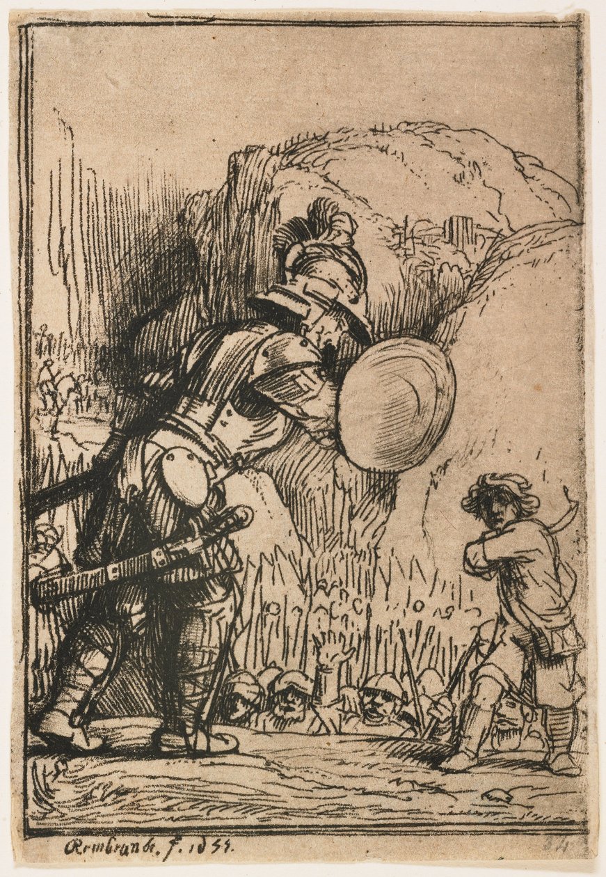 Dawid i Goliat autorstwa Rembrandt van Rijn