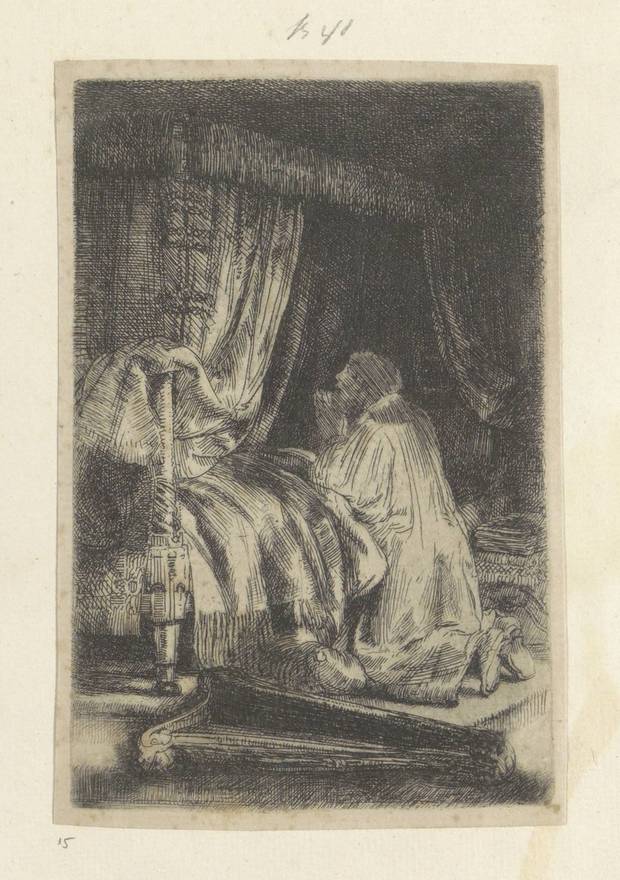 Dawid w gebed Kolekcja osiemdziesięciu pięciu oryginalnych grafik (tytuł serii) autorstwa Rembrandt van Rijn