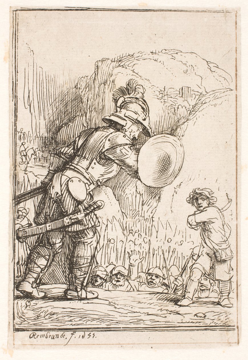 Dawid i Goliat autorstwa Rembrandt van Rijn
